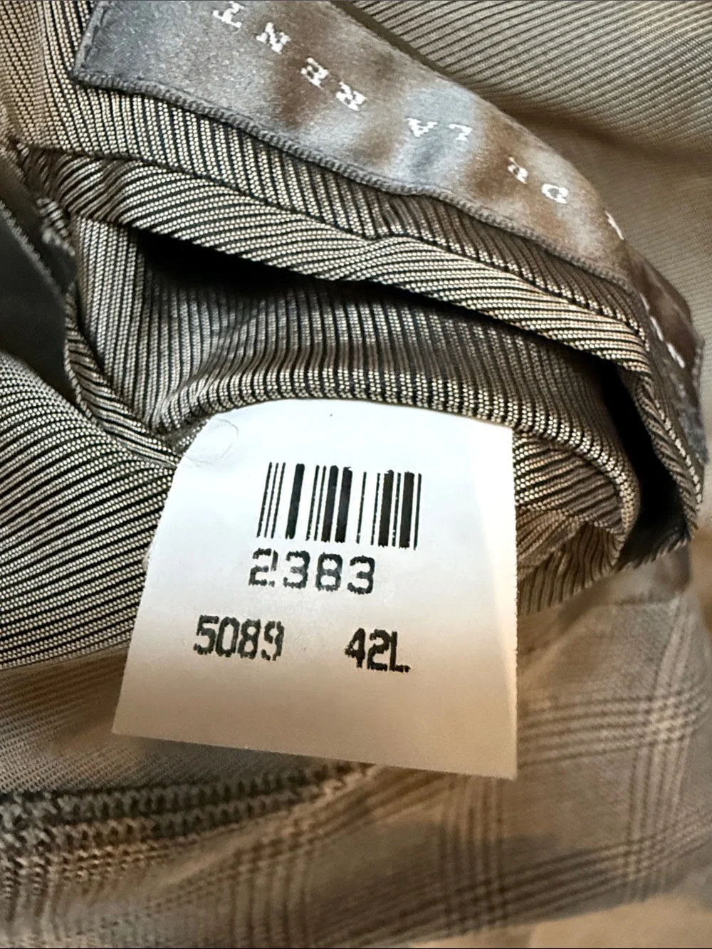 Vintage Oscar de la Renta Glen Plaid Sport Coat Blazer 42L Tan Brown 90s